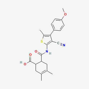 molecular formula C23H24N2O4S B4279609 6-({[3-cyano-4-(4-methoxyphenyl)-5-methyl-2-thienyl]amino}carbonyl)-3,4-dimethyl-3-cyclohexene-1-carboxylic acid 