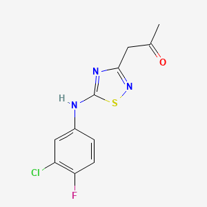 molecular formula C11H9ClFN3OS B4279613 1-{5-[(3-chloro-4-fluorophenyl)amino]-1,2,4-thiadiazol-3-yl}acetone 