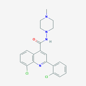 molecular formula C21H20Cl2N4O B4279624 8-chloro-2-(2-chlorophenyl)-N-(4-methyl-1-piperazinyl)-4-quinolinecarboxamide 