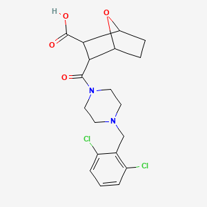 molecular formula C19H22Cl2N2O4 B4279632 3-{[4-(2,6-dichlorobenzyl)-1-piperazinyl]carbonyl}-7-oxabicyclo[2.2.1]heptane-2-carboxylic acid 