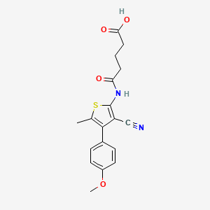 molecular formula C18H18N2O4S B4279643 5-{[3-cyano-4-(4-methoxyphenyl)-5-methyl-2-thienyl]amino}-5-oxopentanoic acid 