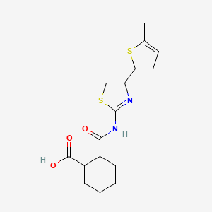 molecular formula C16H18N2O3S2 B4279653 2-({[4-(5-methyl-2-thienyl)-1,3-thiazol-2-yl]amino}carbonyl)cyclohexanecarboxylic acid 