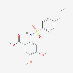 molecular formula C19H23NO6S B4279666 methyl 4,5-dimethoxy-2-{[(4-propylphenyl)sulfonyl]amino}benzoate 