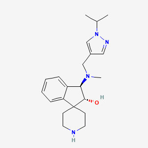 molecular formula C21H30N4O B4279675 rel-(2R,3R)-3-[[(1-isopropyl-1H-pyrazol-4-yl)methyl](methyl)amino]-2,3-dihydrospiro[indene-1,4'-piperidin]-2-ol bis(trifluoroacetate) (salt) 