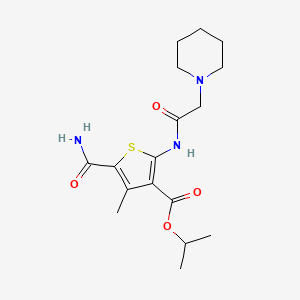 molecular formula C17H25N3O4S B4279702 isopropyl 5-(aminocarbonyl)-4-methyl-2-[(1-piperidinylacetyl)amino]-3-thiophenecarboxylate 