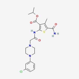molecular formula C22H27ClN4O4S B4279714 isopropyl 5-(aminocarbonyl)-2-({[4-(3-chlorophenyl)-1-piperazinyl]acetyl}amino)-4-methyl-3-thiophenecarboxylate 