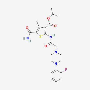molecular formula C22H27FN4O4S B4279720 isopropyl 5-(aminocarbonyl)-2-({[4-(2-fluorophenyl)-1-piperazinyl]acetyl}amino)-4-methyl-3-thiophenecarboxylate 