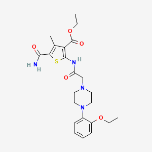 molecular formula C23H30N4O5S B4279731 ethyl 5-(aminocarbonyl)-2-({[4-(2-ethoxyphenyl)-1-piperazinyl]acetyl}amino)-4-methyl-3-thiophenecarboxylate 