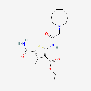 molecular formula C17H25N3O4S B4279741 ethyl 5-(aminocarbonyl)-2-[(1-azepanylacetyl)amino]-4-methyl-3-thiophenecarboxylate 