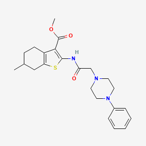 molecular formula C23H29N3O3S B4279780 methyl 6-methyl-2-{[(4-phenyl-1-piperazinyl)acetyl]amino}-4,5,6,7-tetrahydro-1-benzothiophene-3-carboxylate 