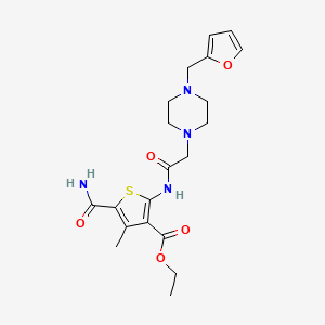 molecular formula C20H26N4O5S B4279836 ethyl 5-(aminocarbonyl)-2-({[4-(2-furylmethyl)-1-piperazinyl]acetyl}amino)-4-methyl-3-thiophenecarboxylate 