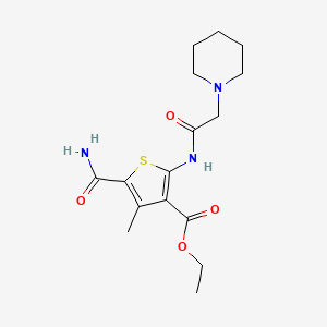 molecular formula C16H23N3O4S B4279846 ethyl 5-(aminocarbonyl)-4-methyl-2-[(1-piperidinylacetyl)amino]-3-thiophenecarboxylate 