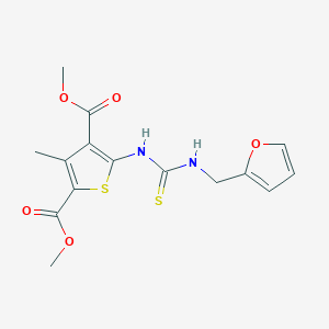 molecular formula C15H16N2O5S2 B4279876 dimethyl 5-({[(2-furylmethyl)amino]carbonothioyl}amino)-3-methyl-2,4-thiophenedicarboxylate 