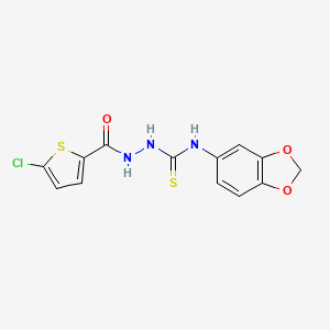 molecular formula C13H10ClN3O3S2 B4279885 N-1,3-benzodioxol-5-yl-2-[(5-chloro-2-thienyl)carbonyl]hydrazinecarbothioamide 
