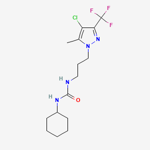 molecular formula C15H22ClF3N4O B4279890 N-{3-[4-chloro-5-methyl-3-(trifluoromethyl)-1H-pyrazol-1-yl]propyl}-N'-cyclohexylurea 