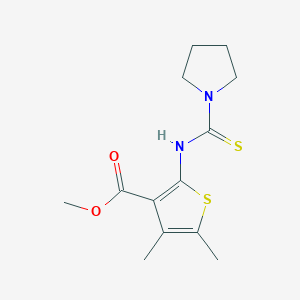 molecular formula C13H18N2O2S2 B4279913 methyl 4,5-dimethyl-2-[(1-pyrrolidinylcarbonothioyl)amino]-3-thiophenecarboxylate 
