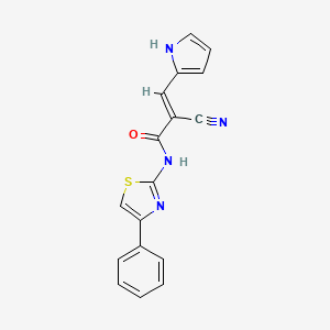 molecular formula C17H12N4OS B4279918 2-cyano-N-(4-phenyl-1,3-thiazol-2-yl)-3-(1H-pyrrol-2-yl)acrylamide 