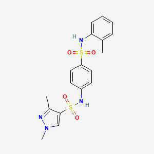 molecular formula C18H20N4O4S2 B4279927 1,3-dimethyl-N-(4-{[(2-methylphenyl)amino]sulfonyl}phenyl)-1H-pyrazole-4-sulfonamide 