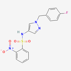 molecular formula C16H13FN4O4S B4279929 N-[1-(4-fluorobenzyl)-1H-pyrazol-4-yl]-2-nitrobenzenesulfonamide 