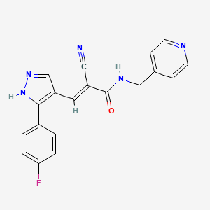 2-cyano-3-[3-(4-fluorophenyl)-1H-pyrazol-4-yl]-N-(4-pyridinylmethyl)acrylamide