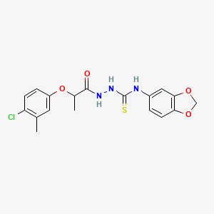 molecular formula C18H18ClN3O4S B4279947 N-1,3-benzodioxol-5-yl-2-[2-(4-chloro-3-methylphenoxy)propanoyl]hydrazinecarbothioamide 