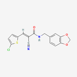 molecular formula C16H11ClN2O3S B4280008 N-(1,3-benzodioxol-5-ylmethyl)-3-(5-chloro-2-thienyl)-2-cyanoacrylamide 