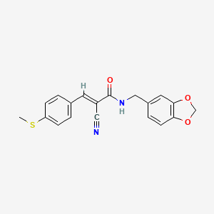 molecular formula C19H16N2O3S B4280013 N-(1,3-benzodioxol-5-ylmethyl)-2-cyano-3-[4-(methylthio)phenyl]acrylamide 