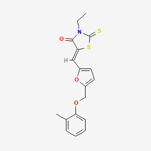 molecular formula C18H17NO3S2 B4280021 3-ethyl-5-({5-[(2-methylphenoxy)methyl]-2-furyl}methylene)-2-thioxo-1,3-thiazolidin-4-one 