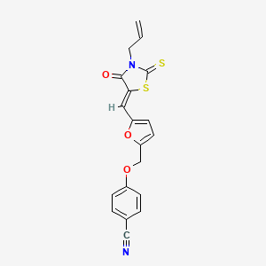 molecular formula C19H14N2O3S2 B4280030 4-({5-[(3-allyl-4-oxo-2-thioxo-1,3-thiazolidin-5-ylidene)methyl]-2-furyl}methoxy)benzonitrile 