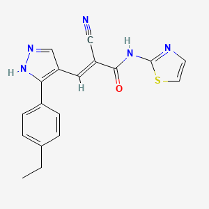 2-cyano-3-[3-(4-ethylphenyl)-1H-pyrazol-4-yl]-N-1,3-thiazol-2-ylacrylamide