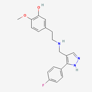 molecular formula C19H20FN3O2 B4280057 5-[2-({[3-(4-fluorophenyl)-1H-pyrazol-4-yl]methyl}amino)ethyl]-2-methoxyphenol 