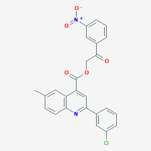 molecular formula C25H17ClN2O5 B4280074 2-(3-nitrophenyl)-2-oxoethyl 2-(3-chlorophenyl)-6-methyl-4-quinolinecarboxylate 