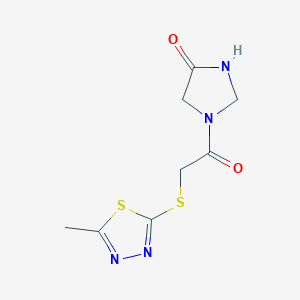 molecular formula C8H10N4O2S2 B4280100 1-{[(5-methyl-1,3,4-thiadiazol-2-yl)thio]acetyl}imidazolidin-4-one 