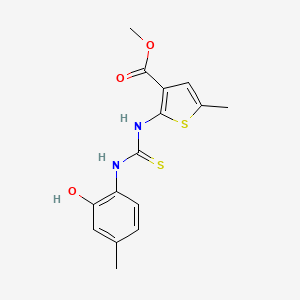 molecular formula C15H16N2O3S2 B4280113 methyl 2-({[(2-hydroxy-4-methylphenyl)amino]carbonothioyl}amino)-5-methyl-3-thiophenecarboxylate 