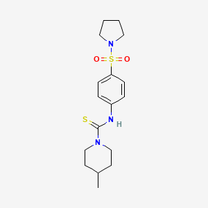 molecular formula C17H25N3O2S2 B4280143 4-methyl-N-[4-(1-pyrrolidinylsulfonyl)phenyl]-1-piperidinecarbothioamide 