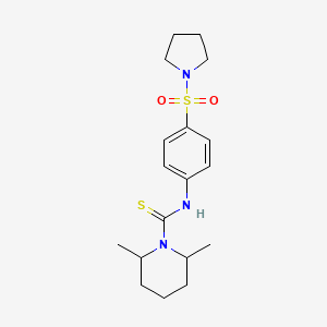 molecular formula C18H27N3O2S2 B4280154 2,6-dimethyl-N-[4-(1-pyrrolidinylsulfonyl)phenyl]-1-piperidinecarbothioamide 