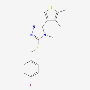 molecular formula C16H16FN3S2 B4280172 3-(4,5-dimethyl-3-thienyl)-5-[(4-fluorobenzyl)thio]-4-methyl-4H-1,2,4-triazole 