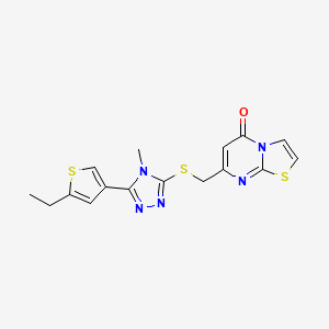 molecular formula C16H15N5OS3 B4280178 7-({[5-(5-ethyl-3-thienyl)-4-methyl-4H-1,2,4-triazol-3-yl]thio}methyl)-5H-[1,3]thiazolo[3,2-a]pyrimidin-5-one 