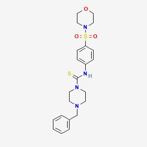 molecular formula C22H28N4O3S2 B4280212 4-benzyl-N-[4-(4-morpholinylsulfonyl)phenyl]-1-piperazinecarbothioamide 