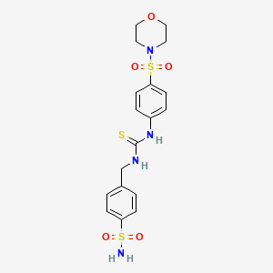 molecular formula C18H22N4O5S3 B4280302 4-{[({[4-(4-morpholinylsulfonyl)phenyl]amino}carbonothioyl)amino]methyl}benzenesulfonamide 