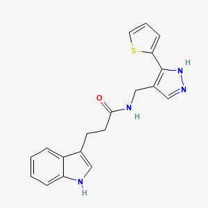 molecular formula C19H18N4OS B4280306 3-(1H-indol-3-yl)-N-{[5-(2-thienyl)-1H-pyrazol-4-yl]methyl}propanamide 