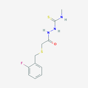 molecular formula C11H14FN3OS2 B4280343 2-{[(2-fluorobenzyl)thio]acetyl}-N-methylhydrazinecarbothioamide 