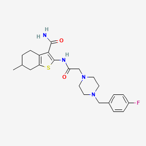 molecular formula C23H29FN4O2S B4280377 2-({[4-(4-fluorobenzyl)-1-piperazinyl]acetyl}amino)-6-methyl-4,5,6,7-tetrahydro-1-benzothiophene-3-carboxamide 