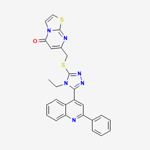 molecular formula C26H20N6OS2 B4280438 7-({[4-ethyl-5-(2-phenyl-4-quinolinyl)-4H-1,2,4-triazol-3-yl]thio}methyl)-5H-[1,3]thiazolo[3,2-a]pyrimidin-5-one 