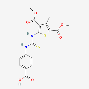 molecular formula C17H16N2O6S2 B4280464 4-[({[3,5-bis(methoxycarbonyl)-4-methyl-2-thienyl]amino}carbonothioyl)amino]benzoic acid CAS No. 774192-15-3