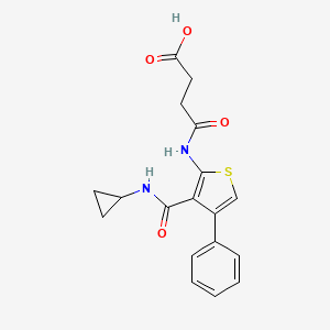molecular formula C18H18N2O4S B4280489 4-({3-[(cyclopropylamino)carbonyl]-4-phenyl-2-thienyl}amino)-4-oxobutanoic acid 