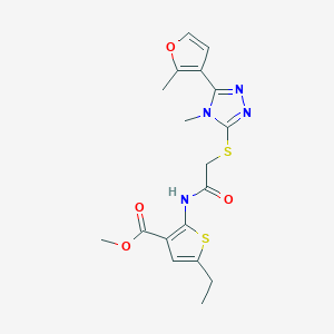 molecular formula C18H20N4O4S2 B4280498 methyl 5-ethyl-2-[({[4-methyl-5-(2-methyl-3-furyl)-4H-1,2,4-triazol-3-yl]thio}acetyl)amino]-3-thiophenecarboxylate 