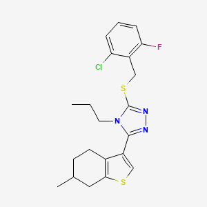 molecular formula C21H23ClFN3S2 B4280509 3-[(2-chloro-6-fluorobenzyl)thio]-5-(6-methyl-4,5,6,7-tetrahydro-1-benzothien-3-yl)-4-propyl-4H-1,2,4-triazole 