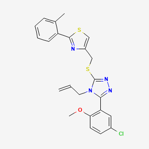 molecular formula C23H21ClN4OS2 B4280516 4-allyl-3-(5-chloro-2-methoxyphenyl)-5-({[2-(2-methylphenyl)-1,3-thiazol-4-yl]methyl}thio)-4H-1,2,4-triazole 
