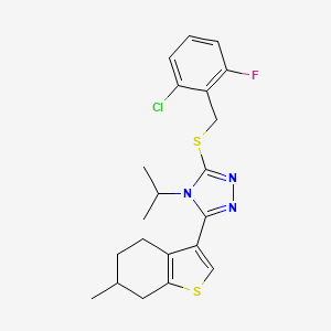 molecular formula C21H23ClFN3S2 B4280527 3-[(2-chloro-6-fluorobenzyl)thio]-4-isopropyl-5-(6-methyl-4,5,6,7-tetrahydro-1-benzothien-3-yl)-4H-1,2,4-triazole 